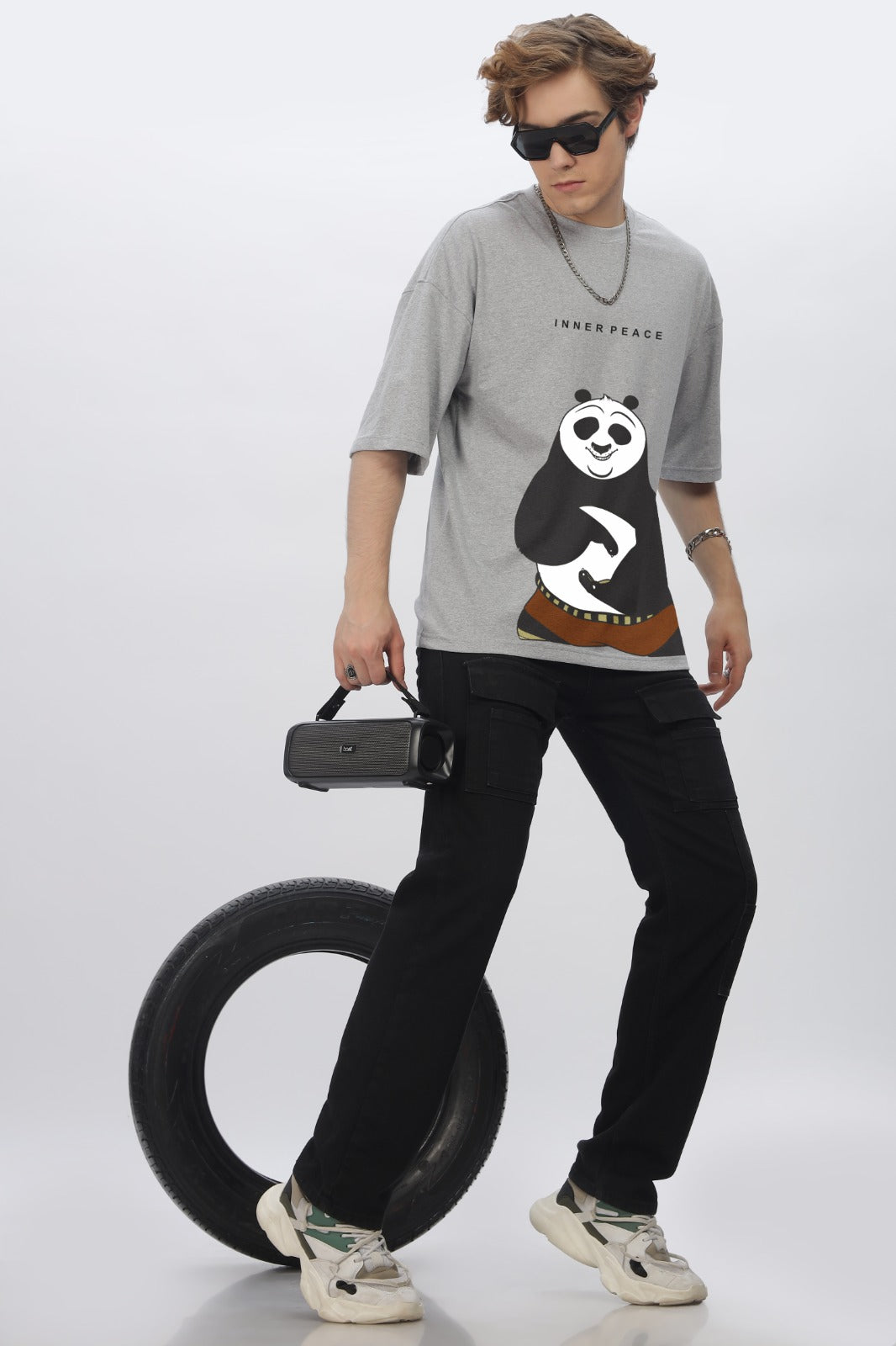 Kung Fu Panda Round Neck Oversized T-Shirt