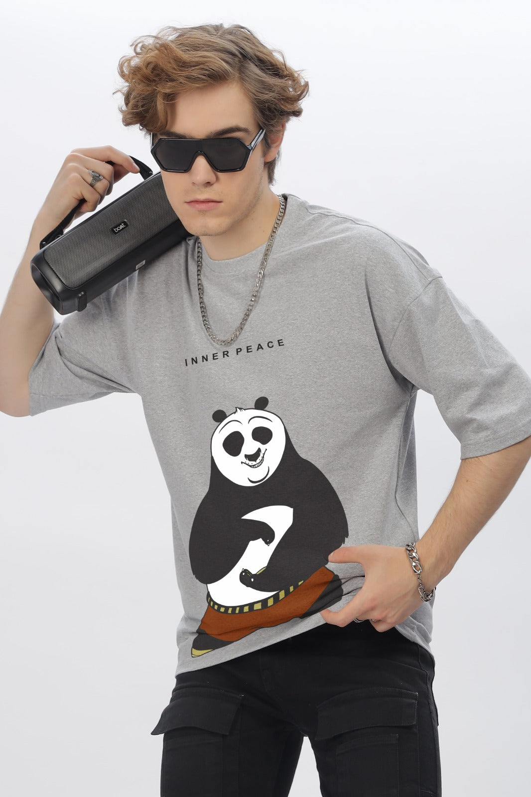 Kung Fu Panda Round Neck Oversized T-Shirt