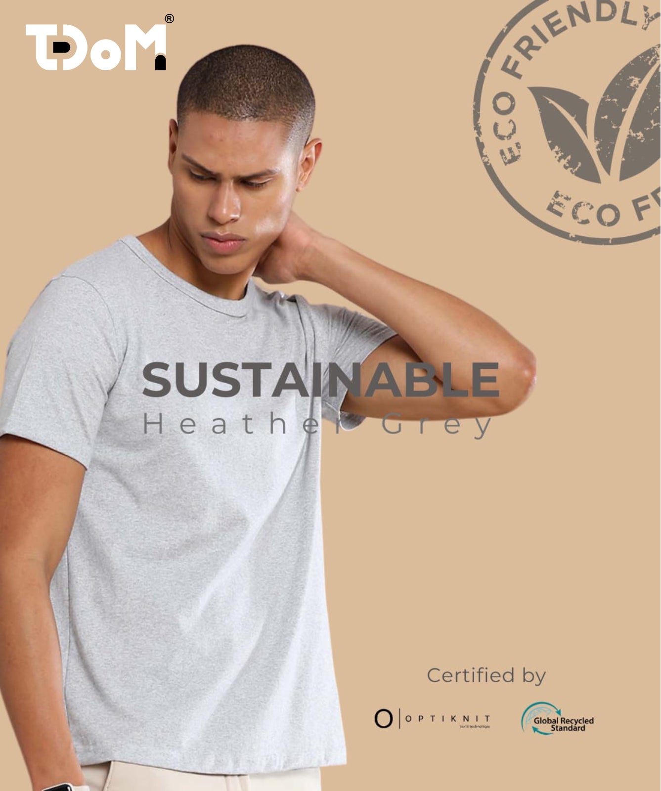 TDOM Men’s Heather Grey Crewneck T-Shirt