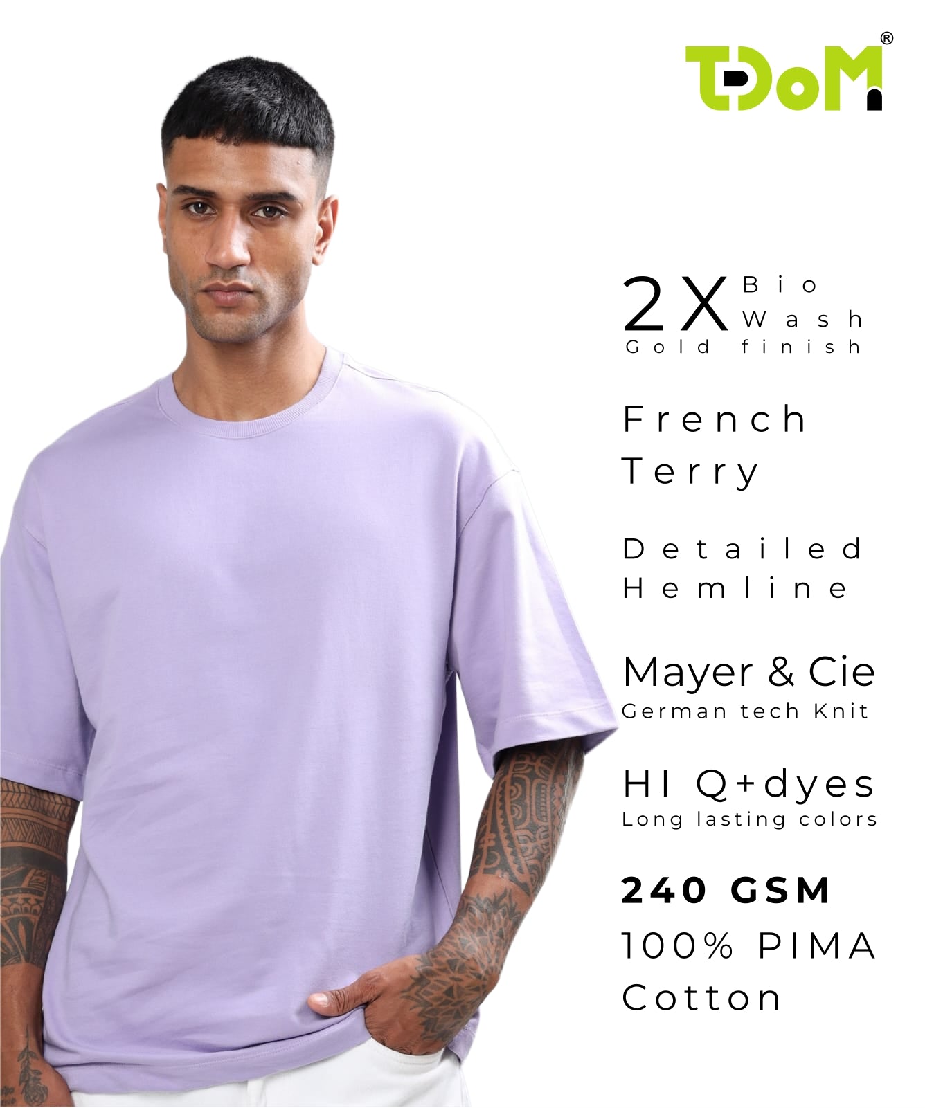 TDOM Men’s lILAC GREY Oversized T-Shirt