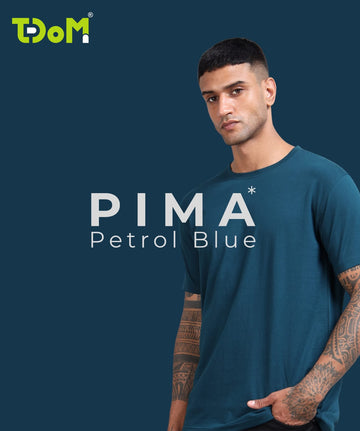 TDOM Premium PIMA Petrol Blue  Crew Neck T-Shirt