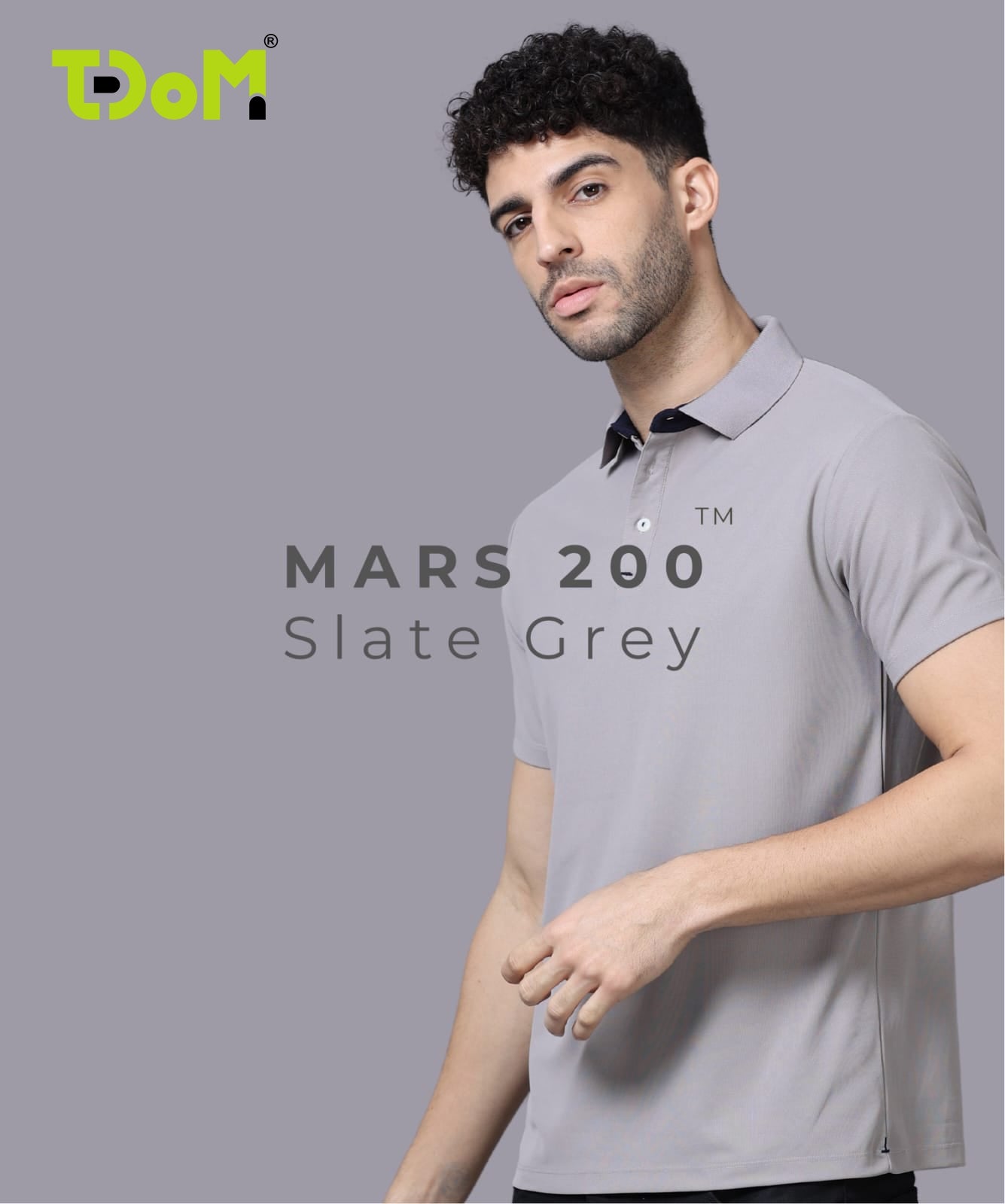 TDOM Men’s Slate Grey Mars200 Polo T-Shirt