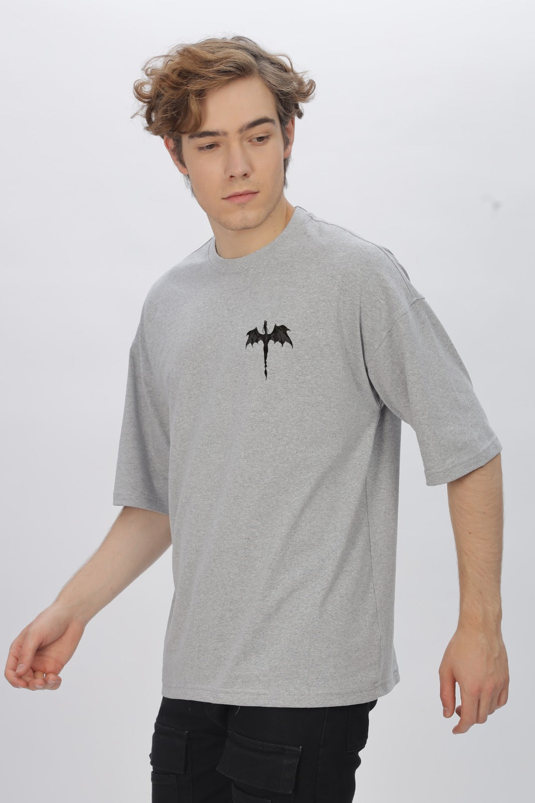 Fire Dragon Round Neck Oversized T-Shirt