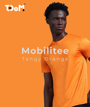 Mobilitee Tangy Orange Crew Neck T-Shirt
