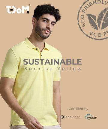 TDOM Men’s Sunrise Yellow Sustainable Jacquard Polo T-Shirt