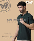 TDOM Men’s Forest Green Sustainable Jacquard Polo T-Shirt