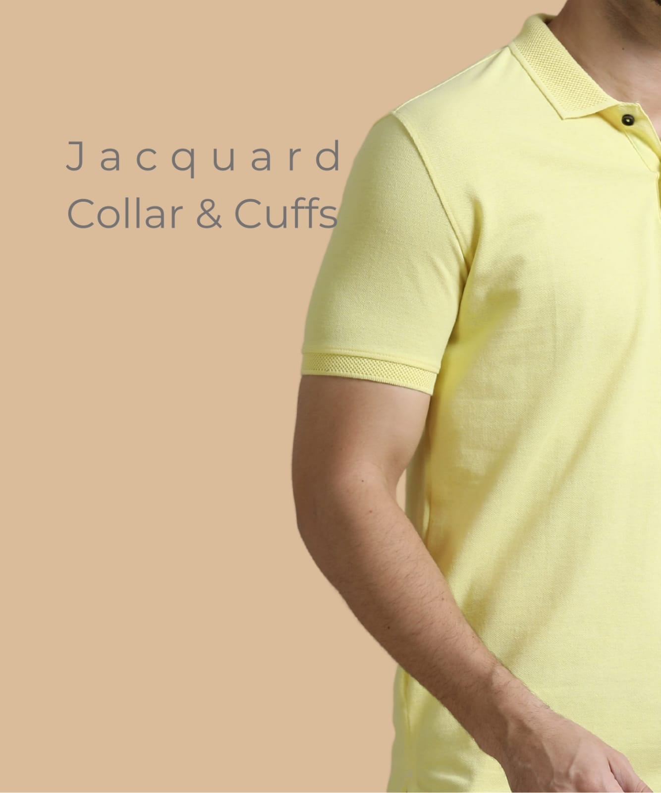 TDOM Men’s Sunrise Yellow Sustainable Jacquard Polo T-Shirt