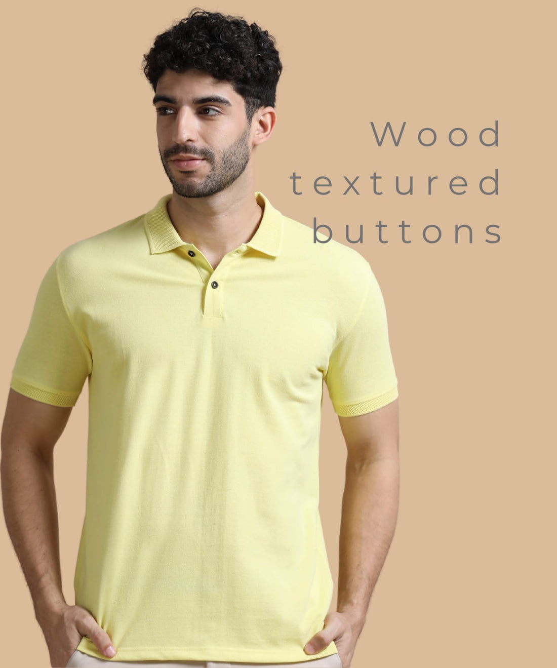TDOM Men’s Sunrise Yellow Sustainable Jacquard Polo T-Shirt