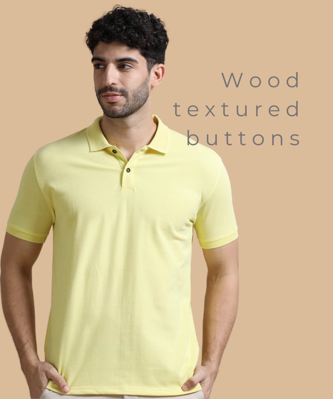 TDOM Men’s Sunrise Yellow Sustainable Jacquard Polo T-Shirt