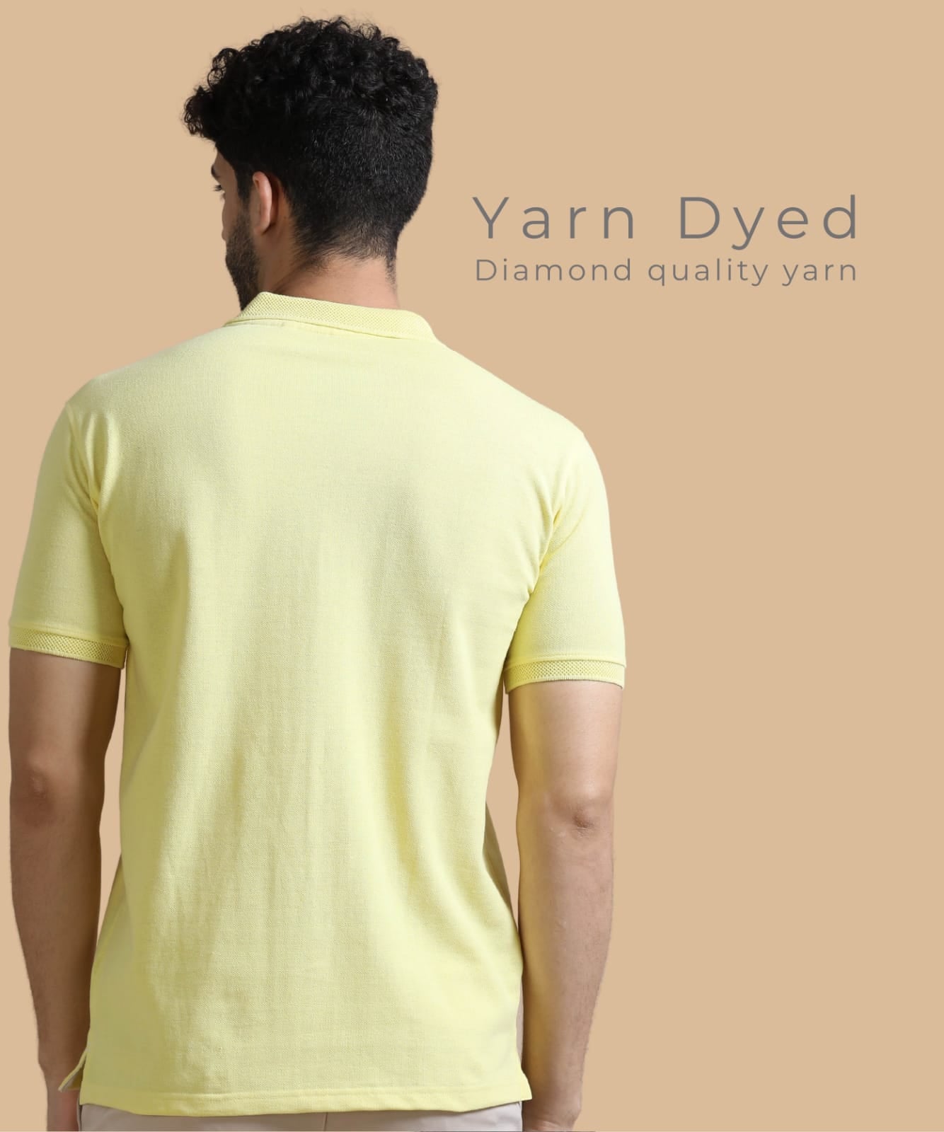 TDOM Men’s Sunrise Yellow Sustainable Jacquard Polo T-Shirt