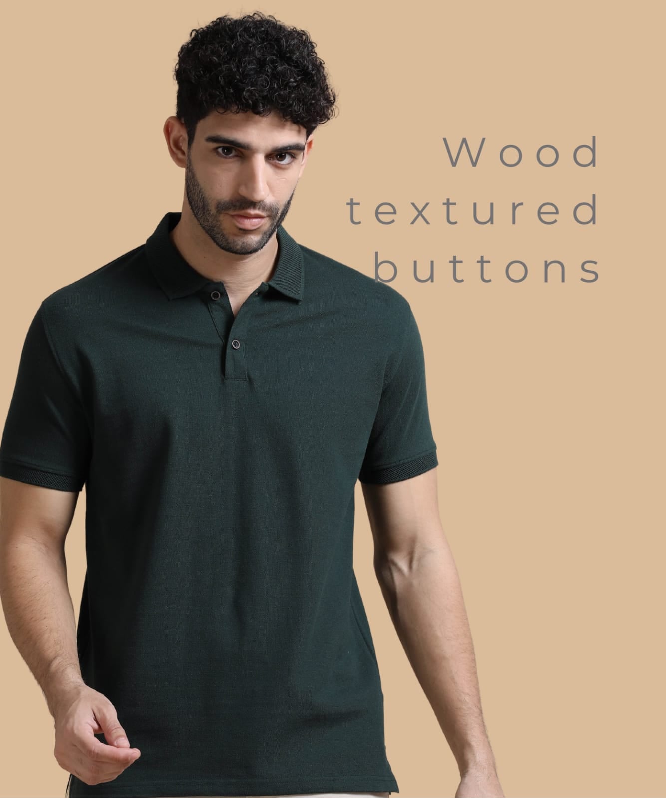 TDOM Men’s Forest Green Sustainable Jacquard Polo T-Shirt