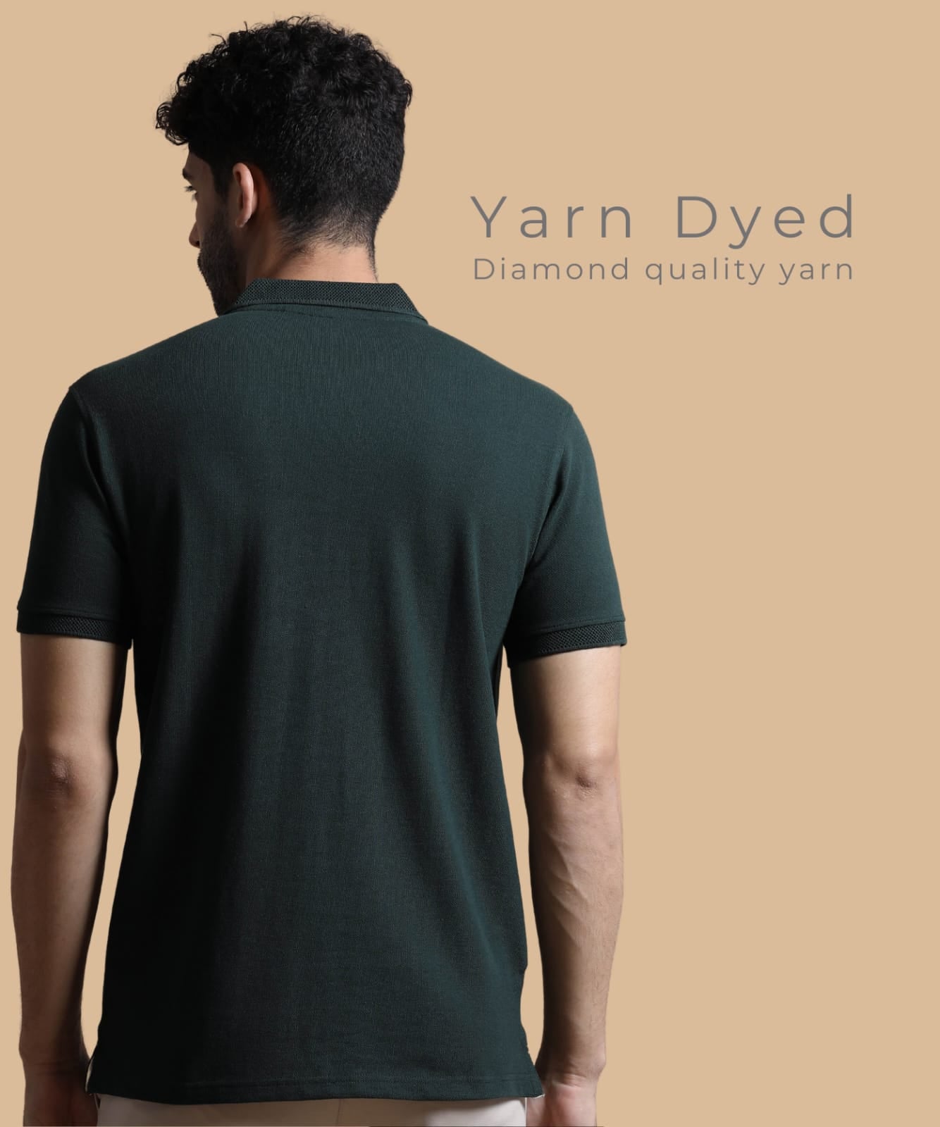 TDOM Men’s Forest Green Sustainable Jacquard Polo T-Shirt