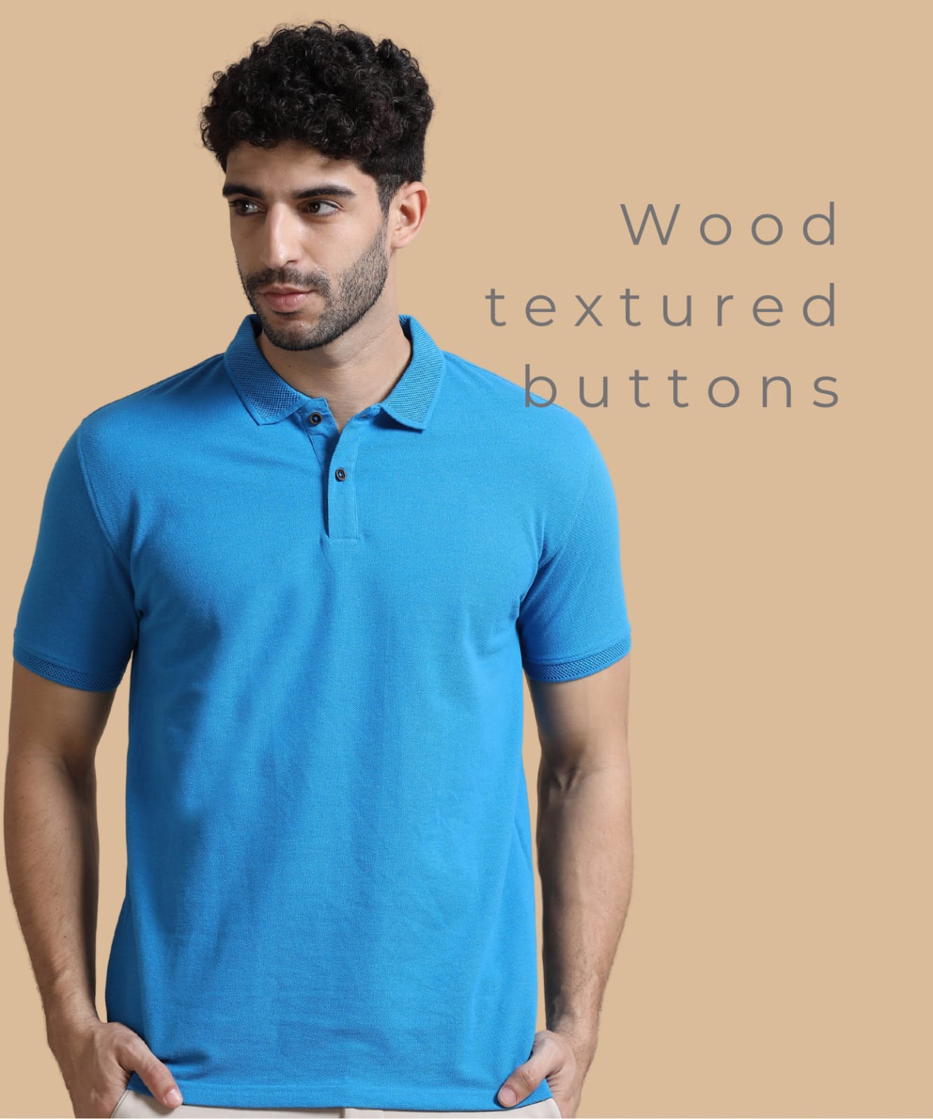 TDOM Men’s Blue Sustainable Jacquard Polo T-Shirt