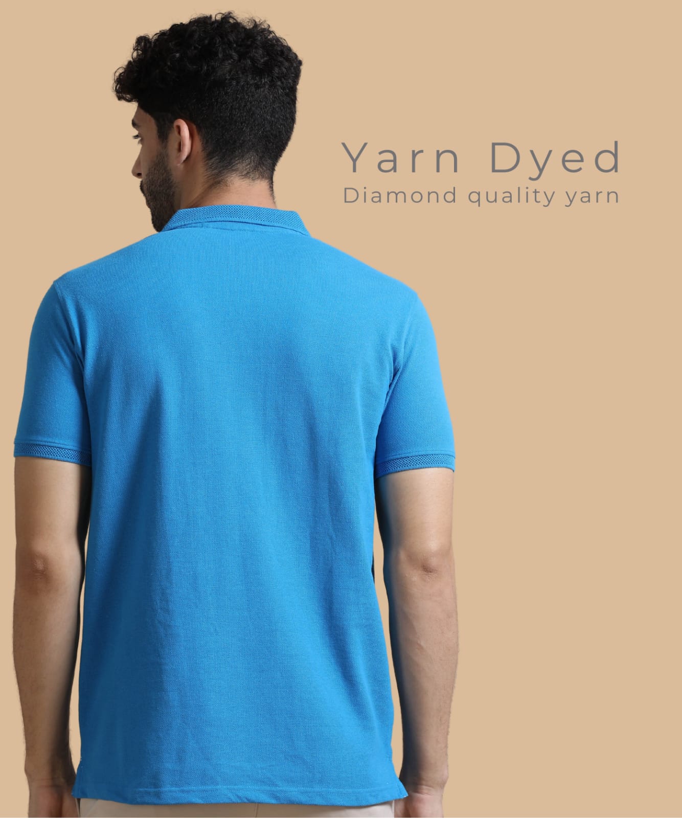 TDOM Men’s Blue Sustainable Jacquard Polo T-Shirt
