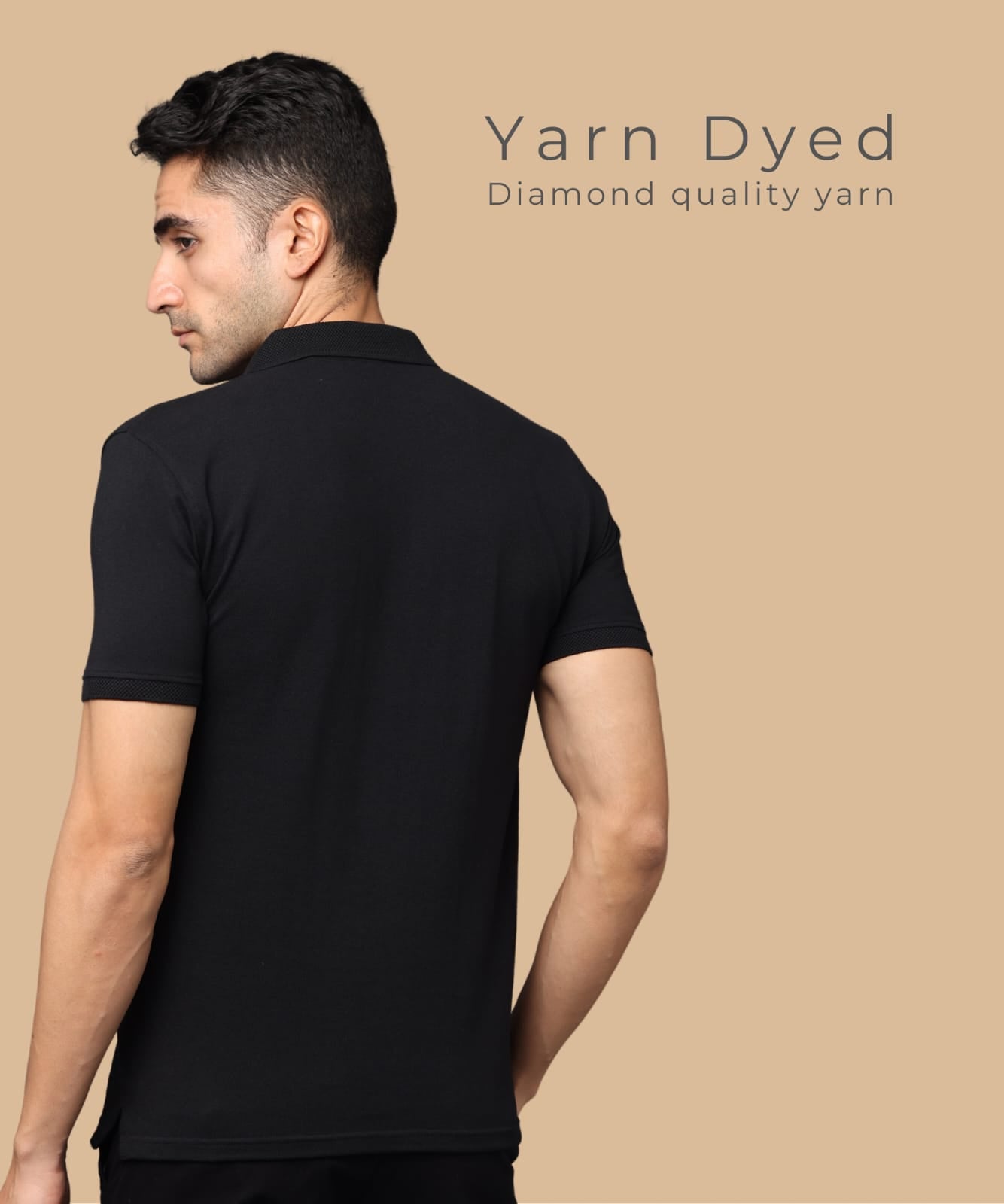 TDOM Men’s Black Sustainable Jacquard Polo T-Shirt