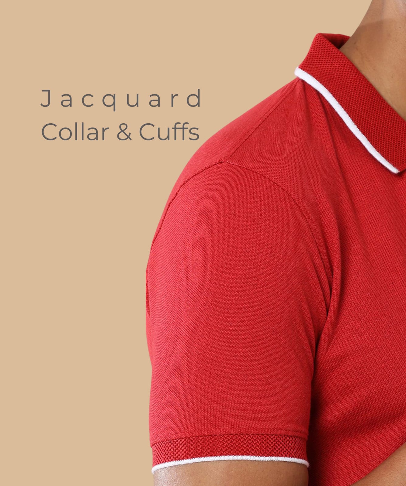 TDOM Men’s Heather Red Sustainable Jacquard Polo T-Shirt