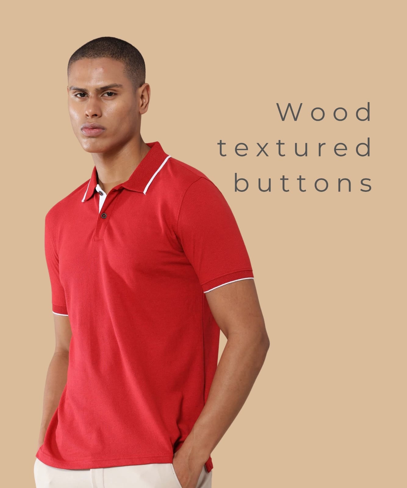TDOM Men’s Heather Red Sustainable Jacquard Polo T-Shirt