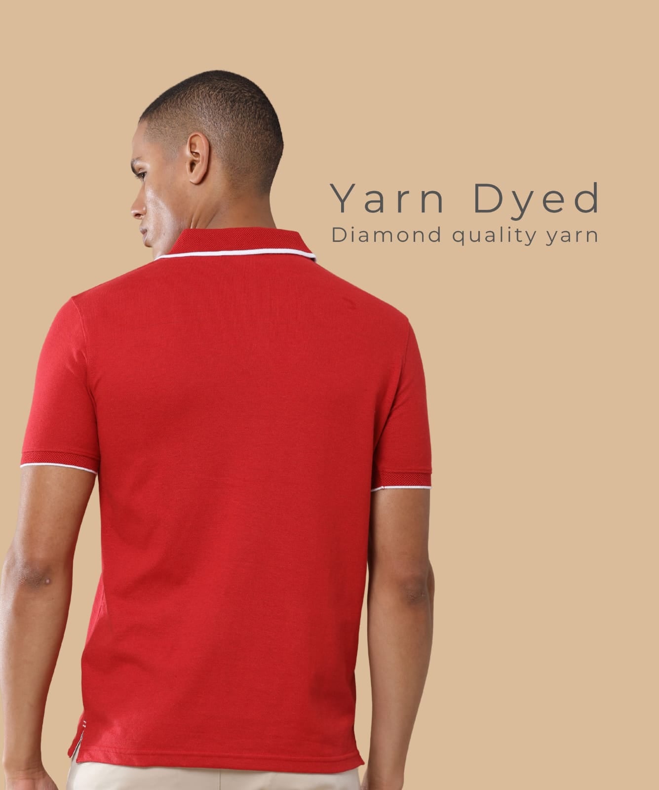 TDOM Men’s Heather Red Sustainable Jacquard Polo T-Shirt