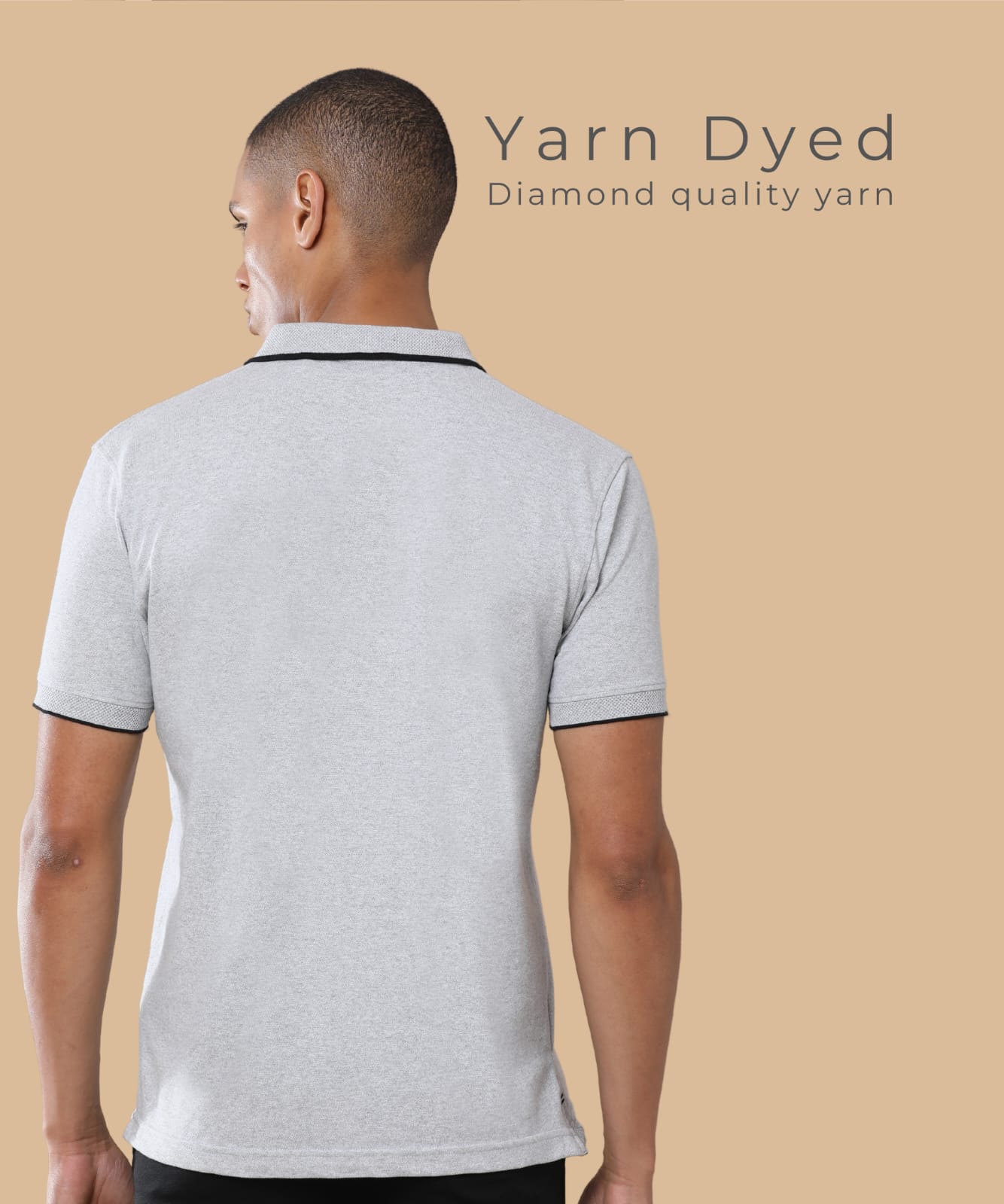 TDOM Men’s Heather Grey Sustainable Jacquard Polo T-Shirt