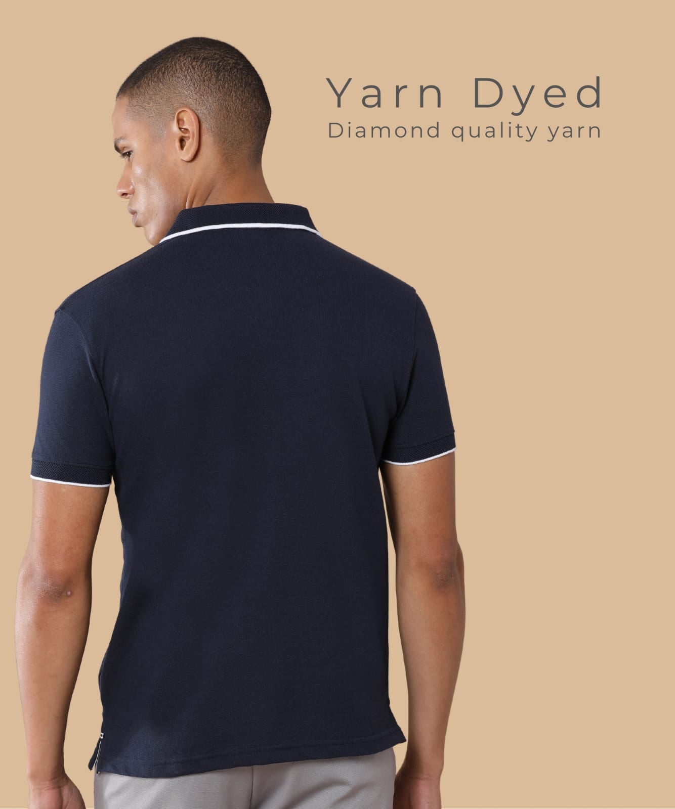 TDOM Men’s Midnight Navy Sustainable Jacquard Polo T-Shirt