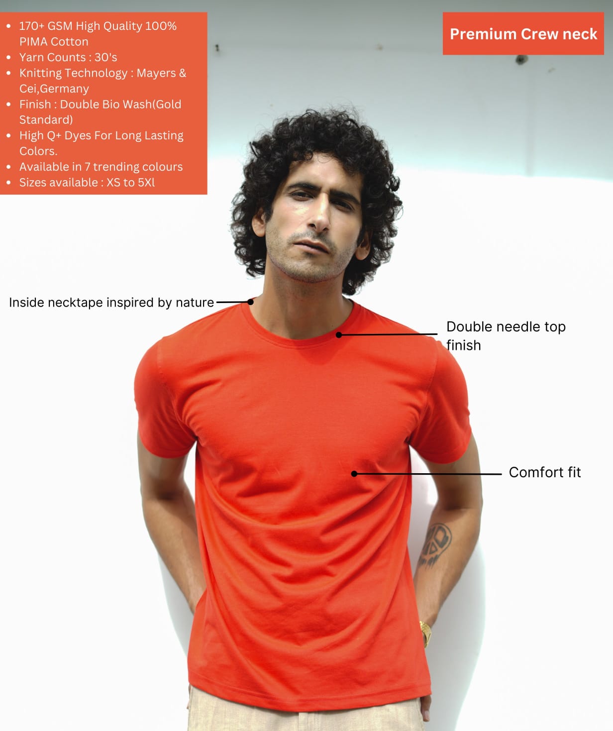 TDOM Premium PIMA Red  Crew Neck T-Shirt