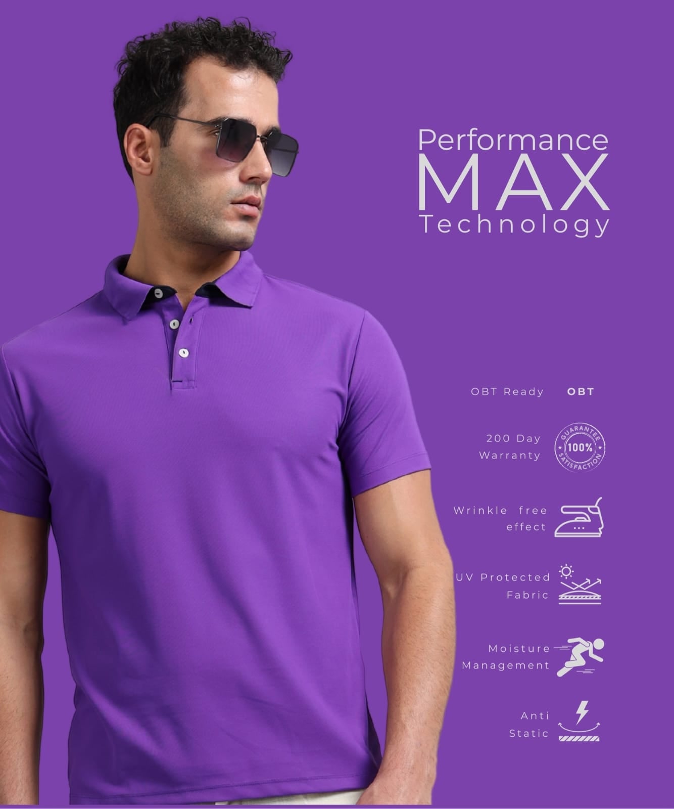 TDOM Men’s Purple Mars200 Polo T-Shirt