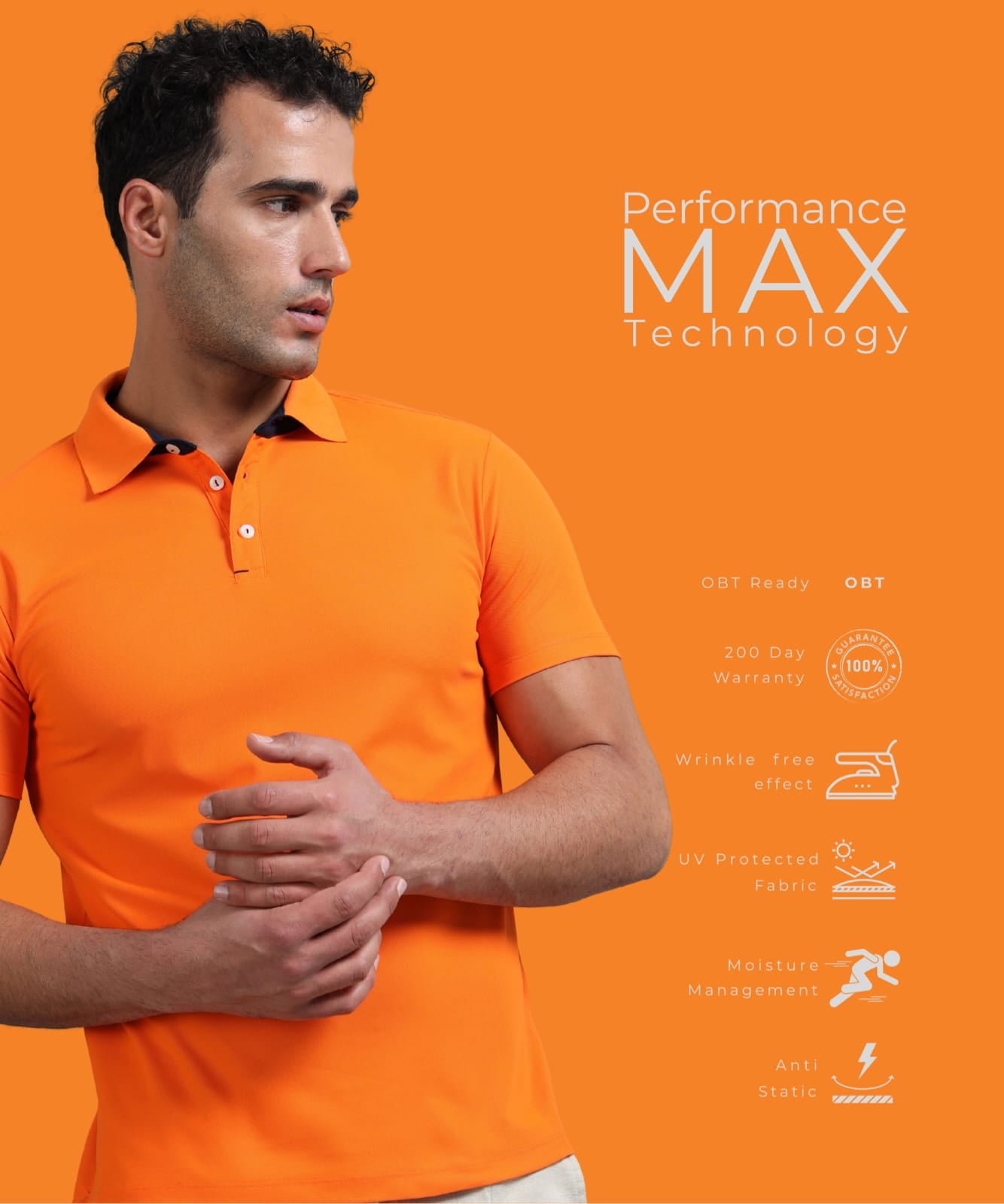 TDOM Men’s Orange Mars200 Polo T-Shirt