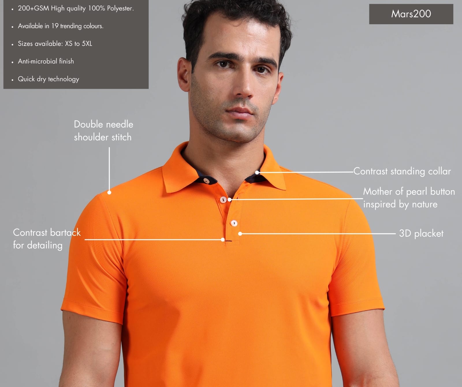 TDOM Men’s Orange Mars200 Polo T-Shirt
