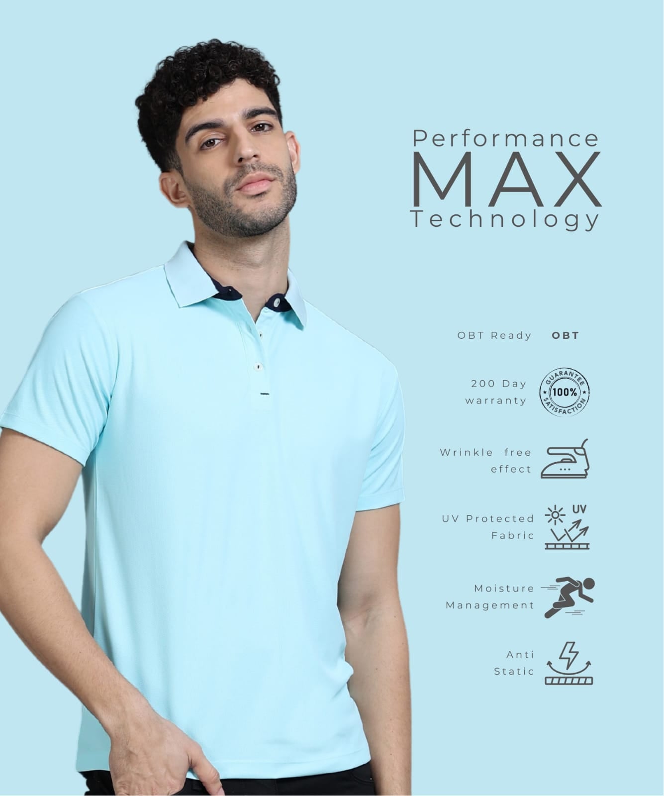TDOM Men’s Sky Mint Mars200 Polo T-Shirt