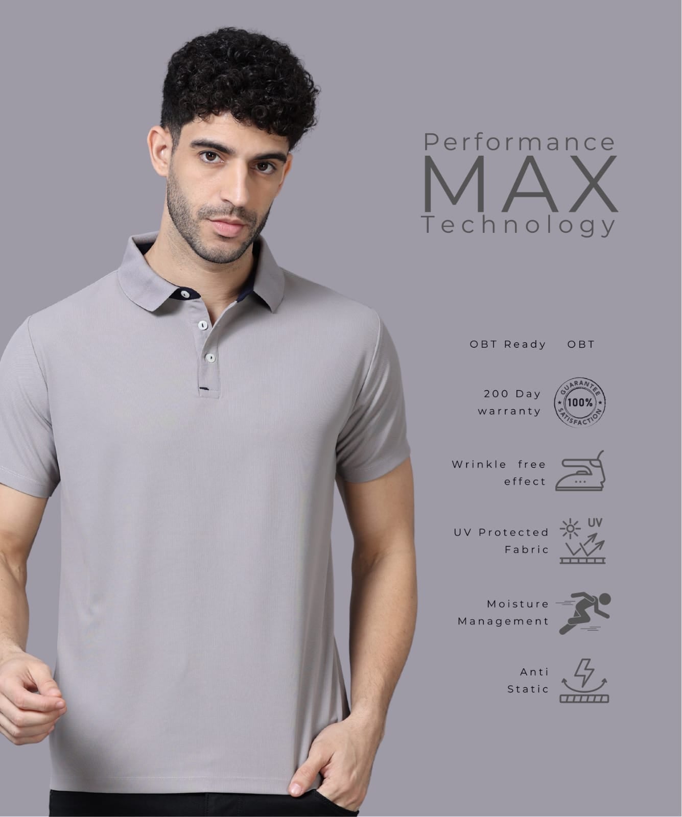 TDOM Men’s Slate Grey Mars200 Polo T-Shirt