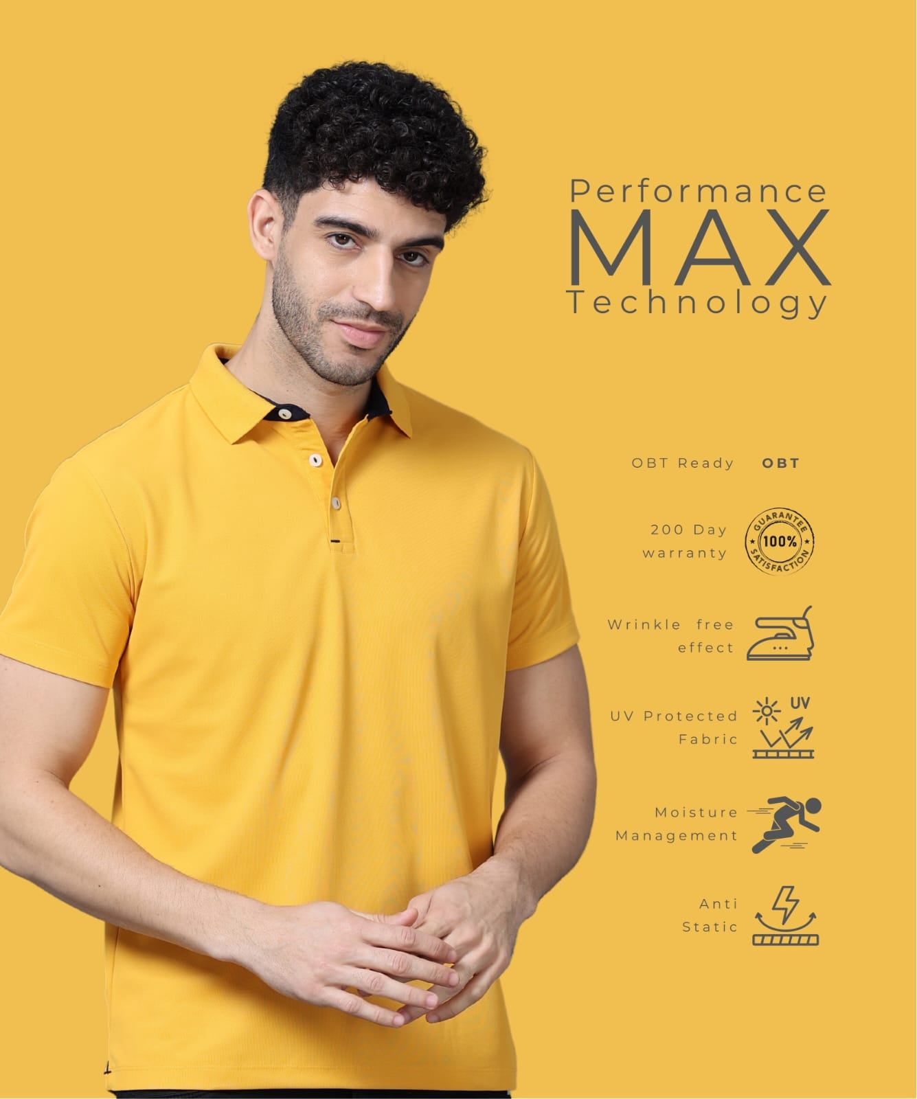 TDOM Men’s Mustard Mars200 Polo T-Shirt