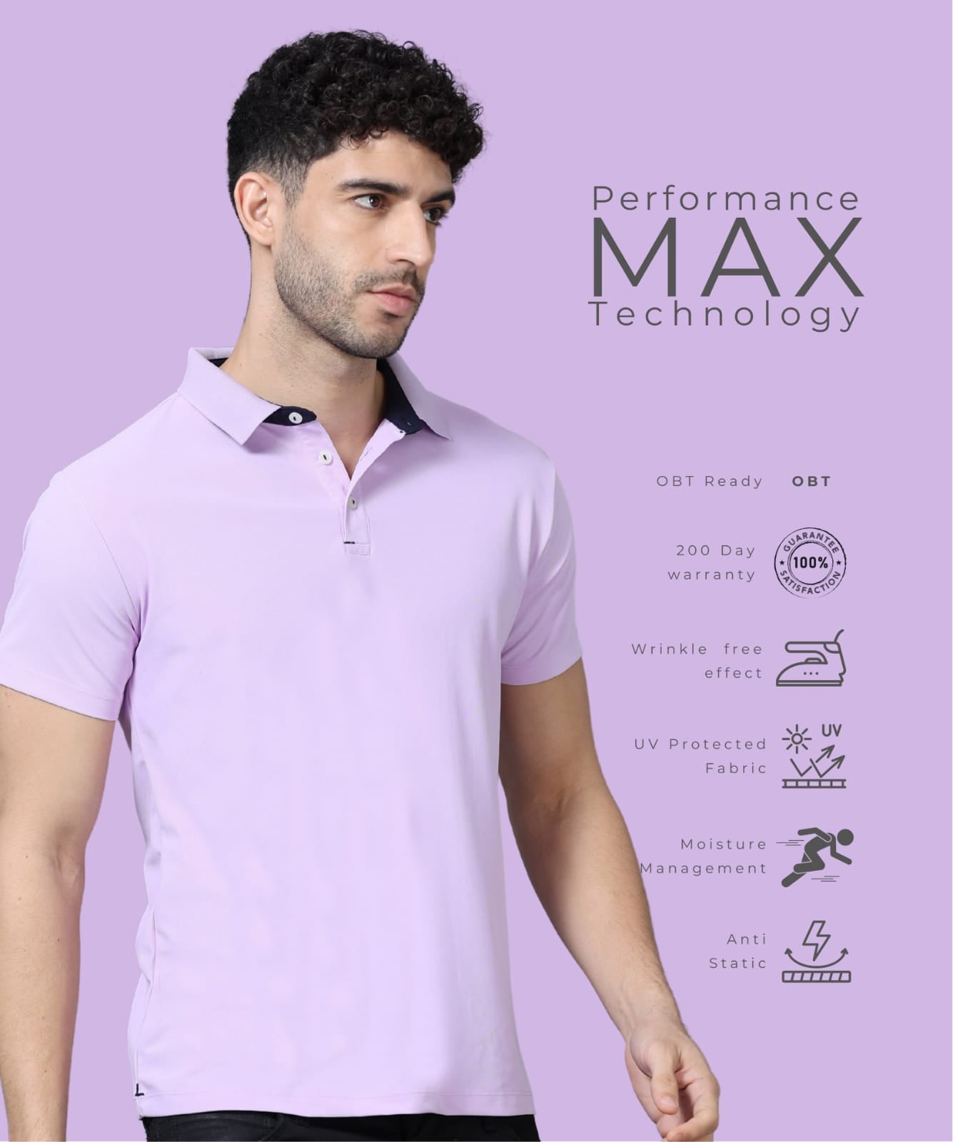 TDOM Men’s Lilac Mars200 Polo T-Shirt