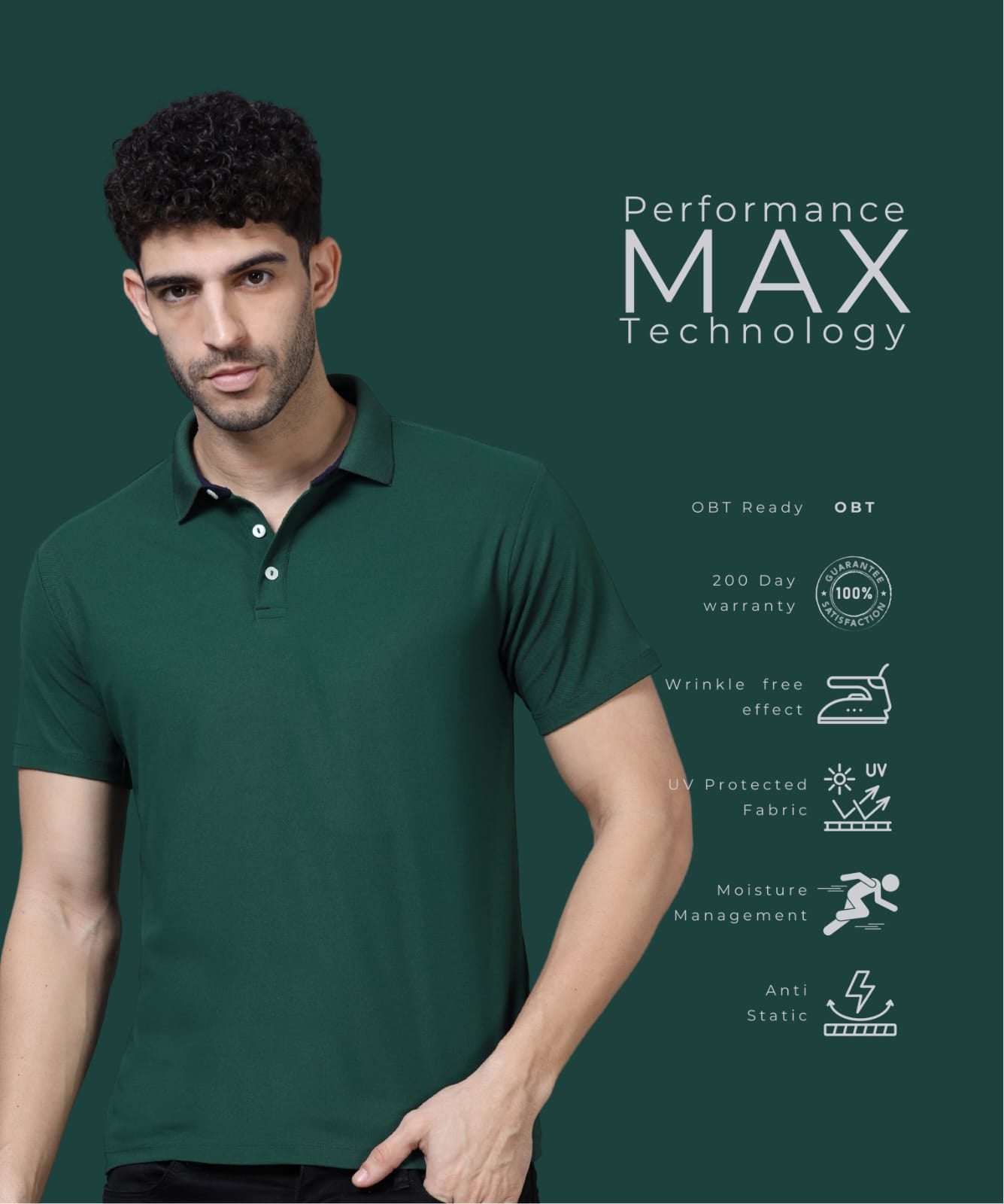 TDOM Men’s Bottle Green Mars200 Polo T-Shirt
