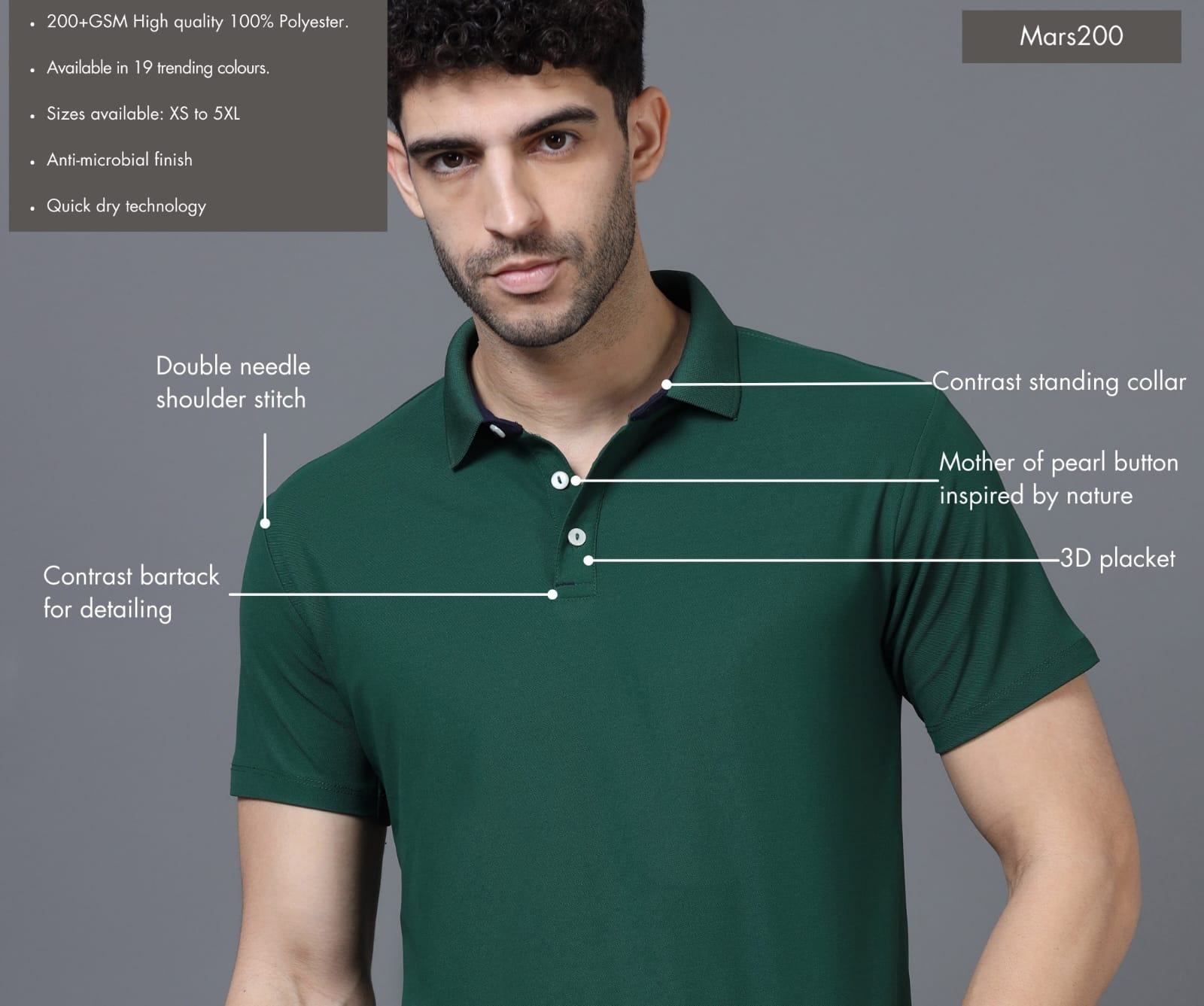 TDOM Men’s Bottle Green Mars200 Polo T-Shirt