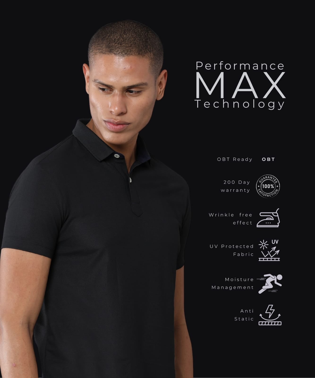 TDOM Men’s Classic Black Mars200 Polo T-Shirt