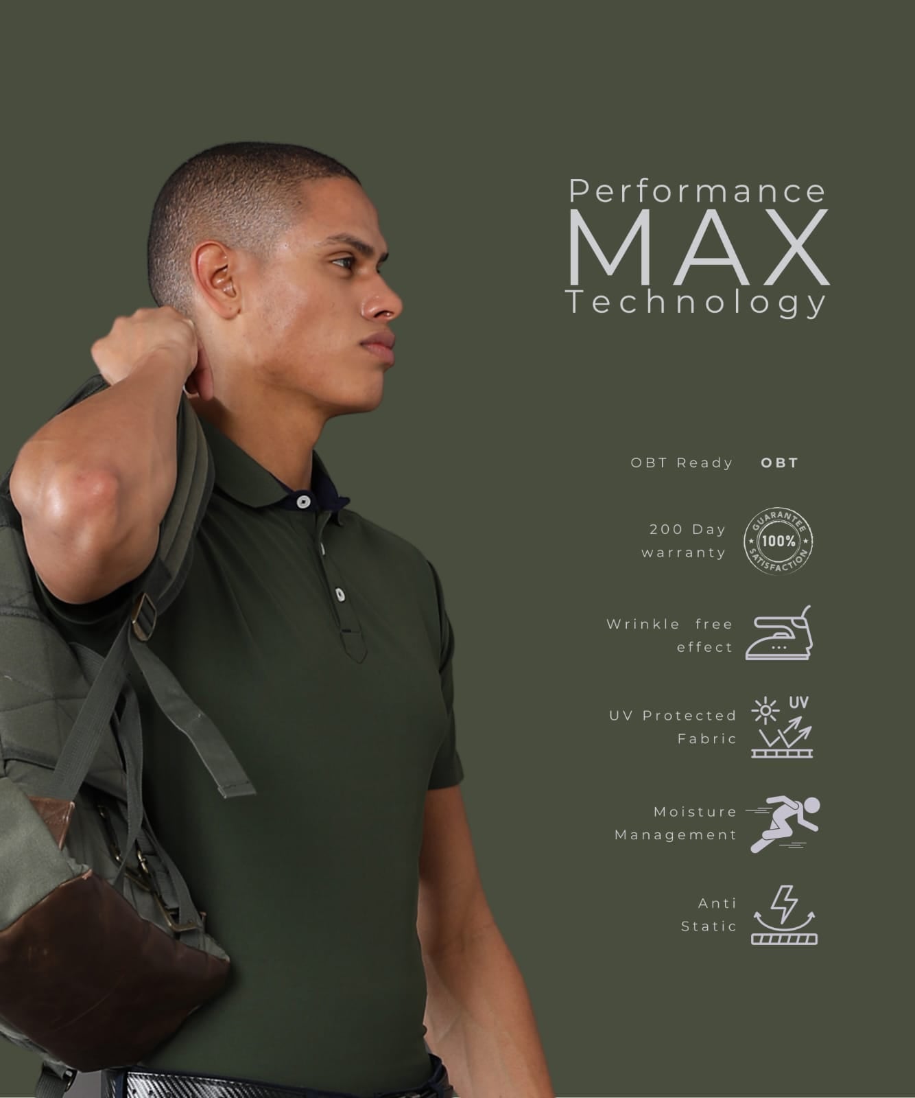TDOM Men’s Olive Green Mars200 Polo T-Shirt