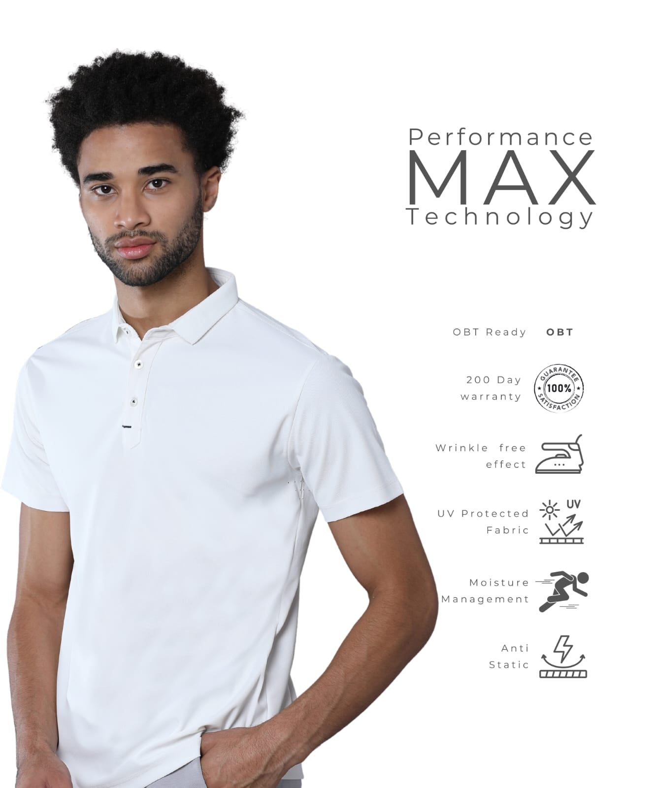 TDOM Men’s Ivory White Mars200 Polo T-Shirt