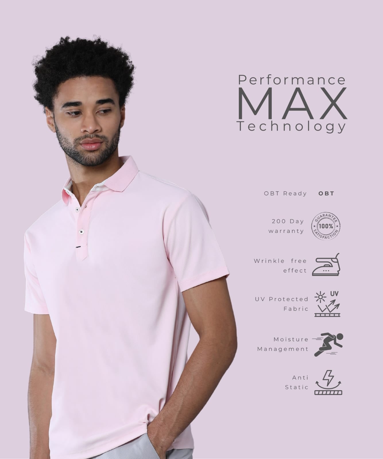 TDOM Men’s Soft Pink Mars200 Polo T-Shirt