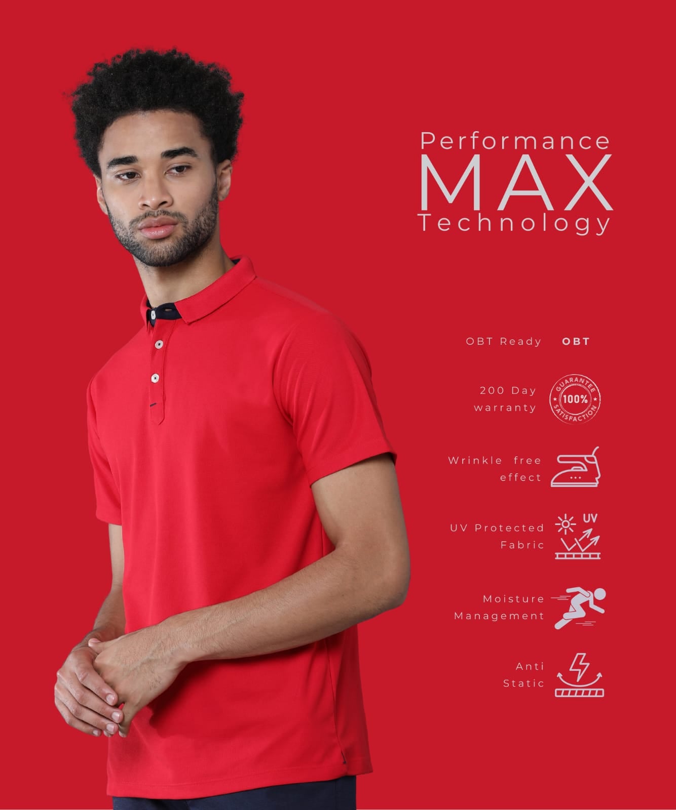 TDOM Men’s Spark Red Mars200 Polo T-Shirt
