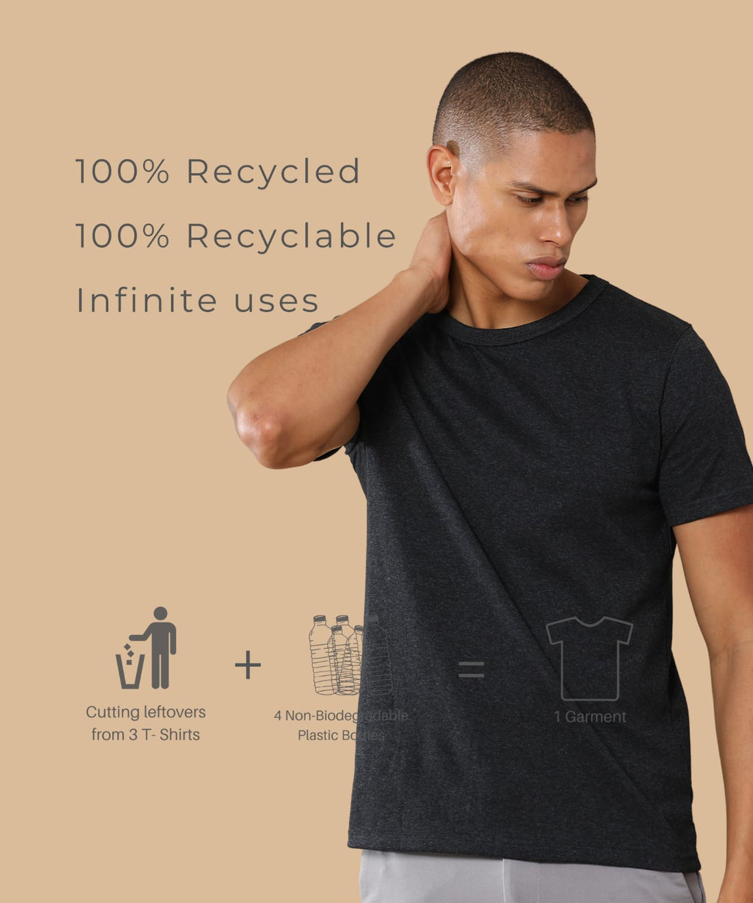 TDOM Men’s Charcoal Melange Crewneck T-Shirt