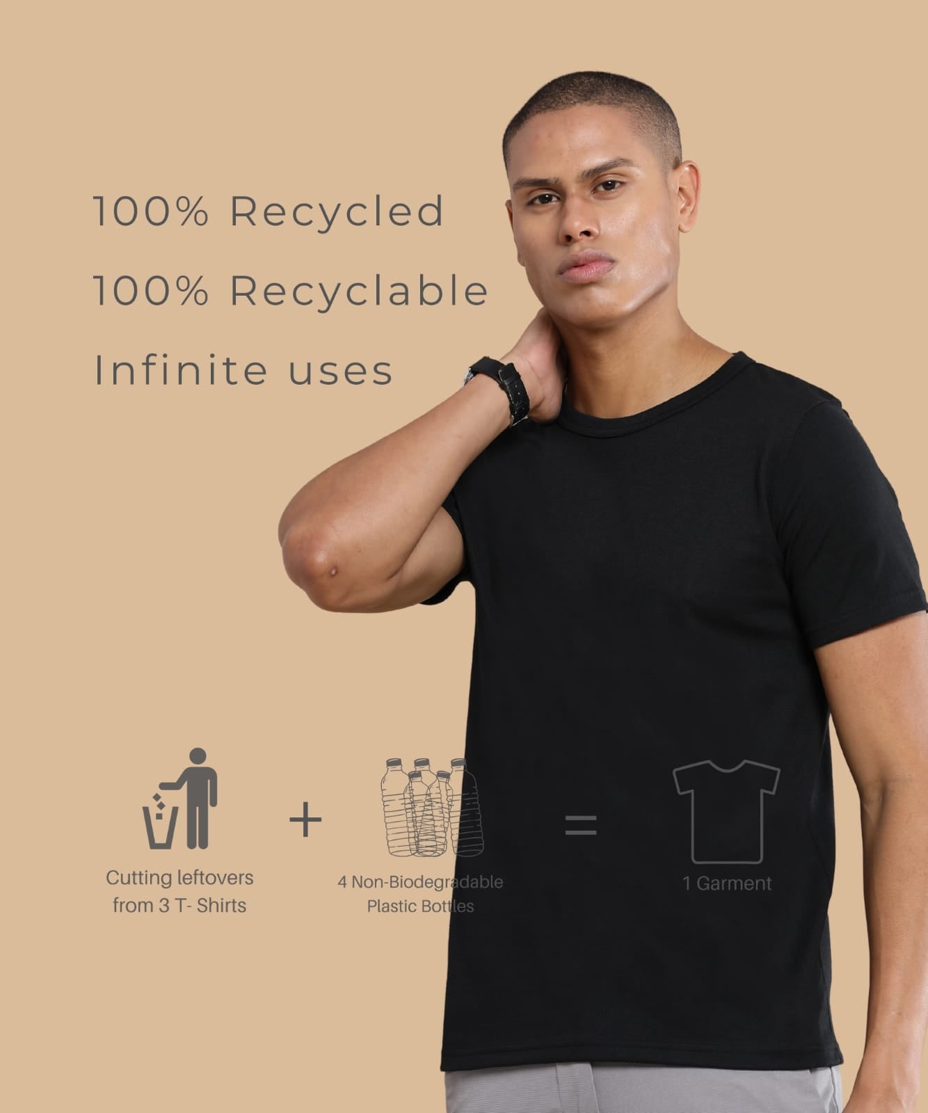TDOM Men’s Classic Black Crewneck T-Shirt