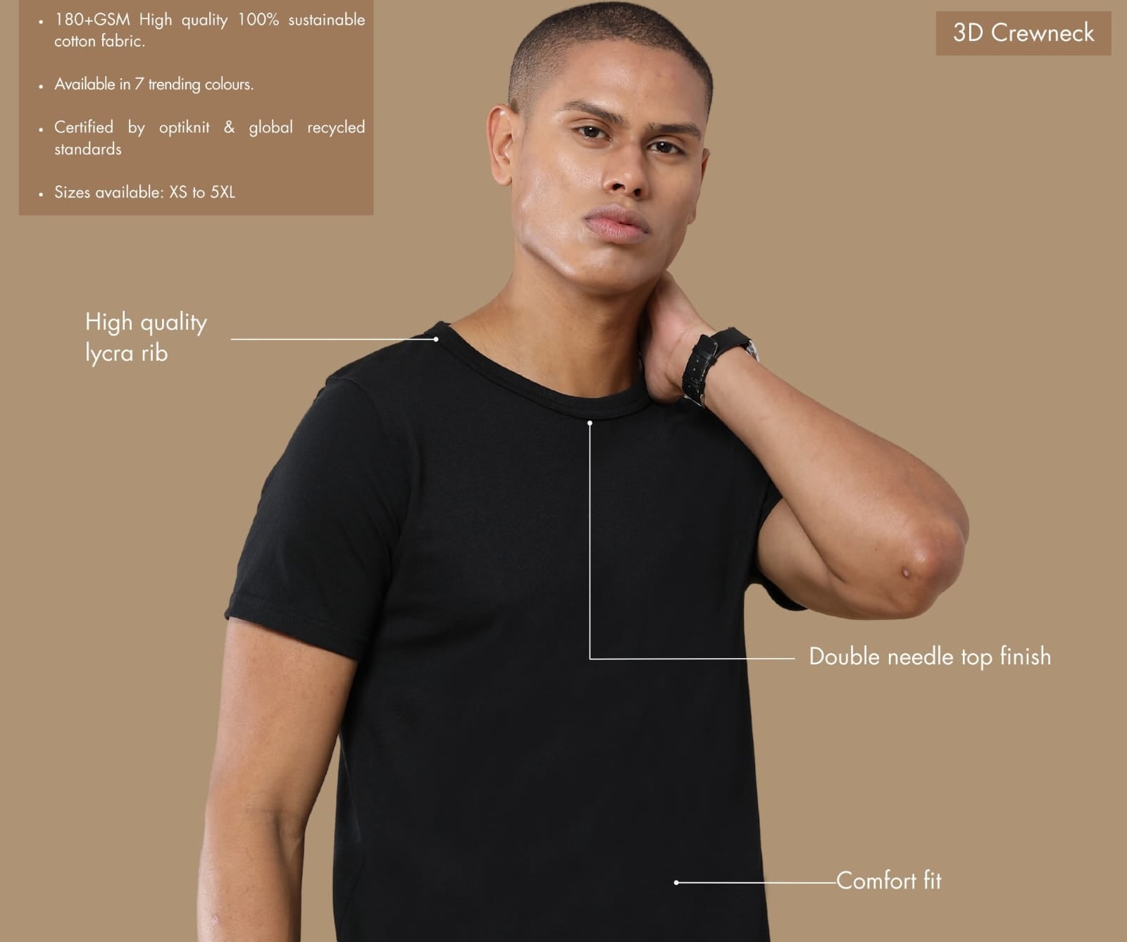 TDOM Men’s Classic Black Crewneck T-Shirt