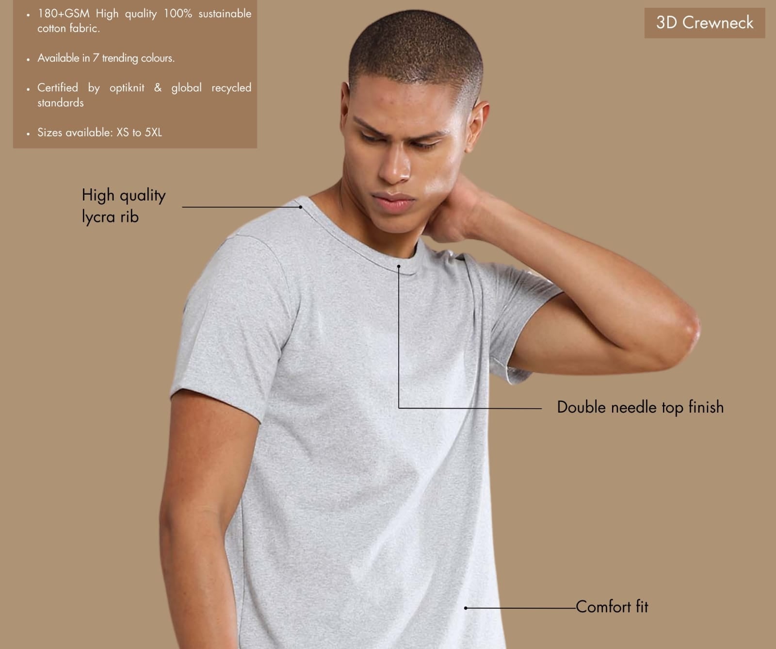 TDOM Men’s Heather Grey Crewneck T-Shirt