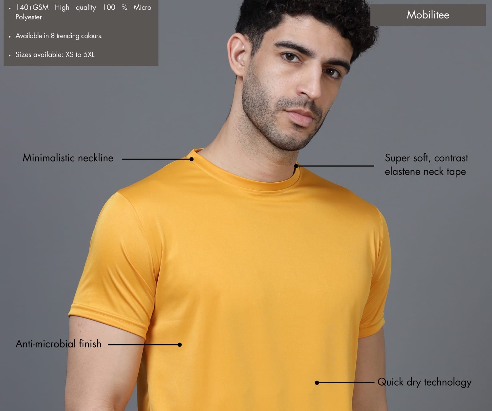 Mobilitee Mustard Crew Neck T-Shirt