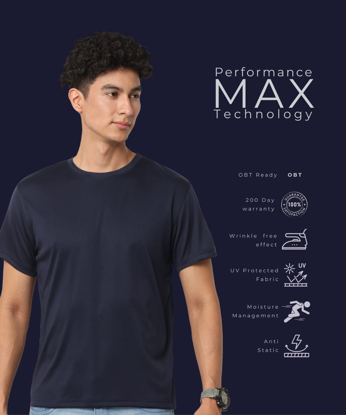 Mobilitee Midnight Navy Crew Neck T-Shirt