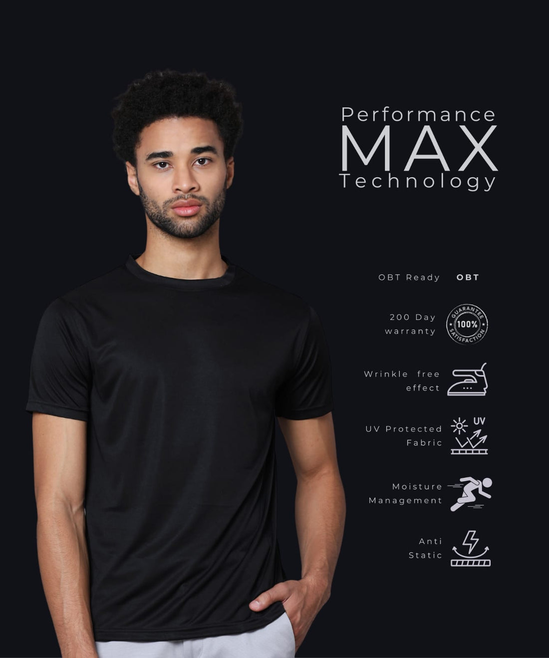 Mobilitee Classic Black Crew Neck T-Shirt