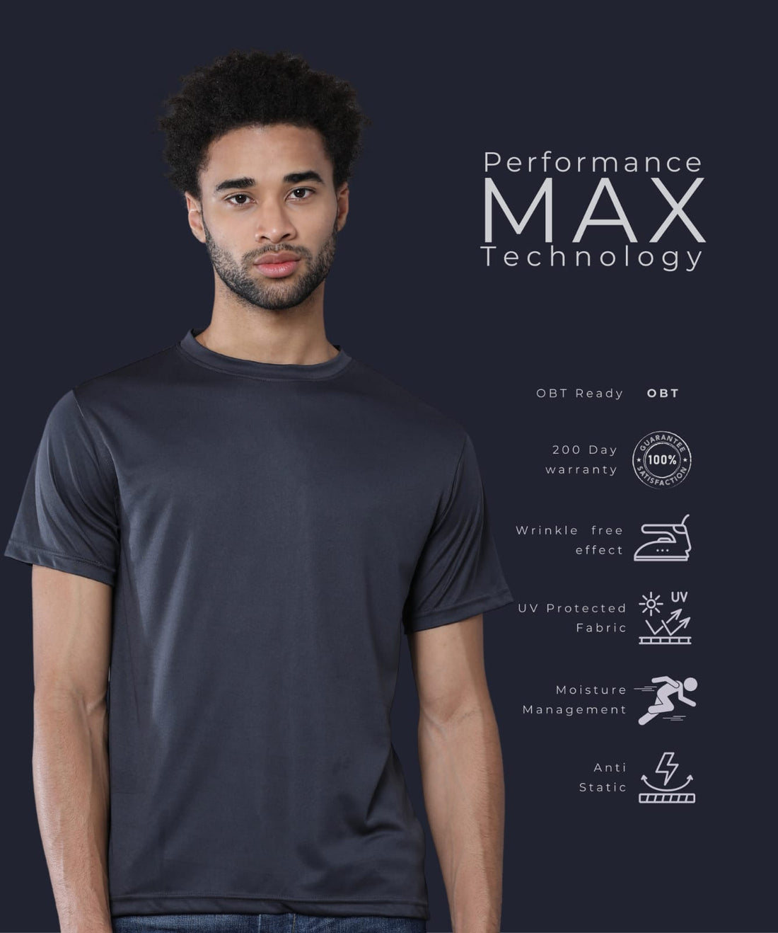 Mobilitee Dark Grey Crew Neck T-Shirt