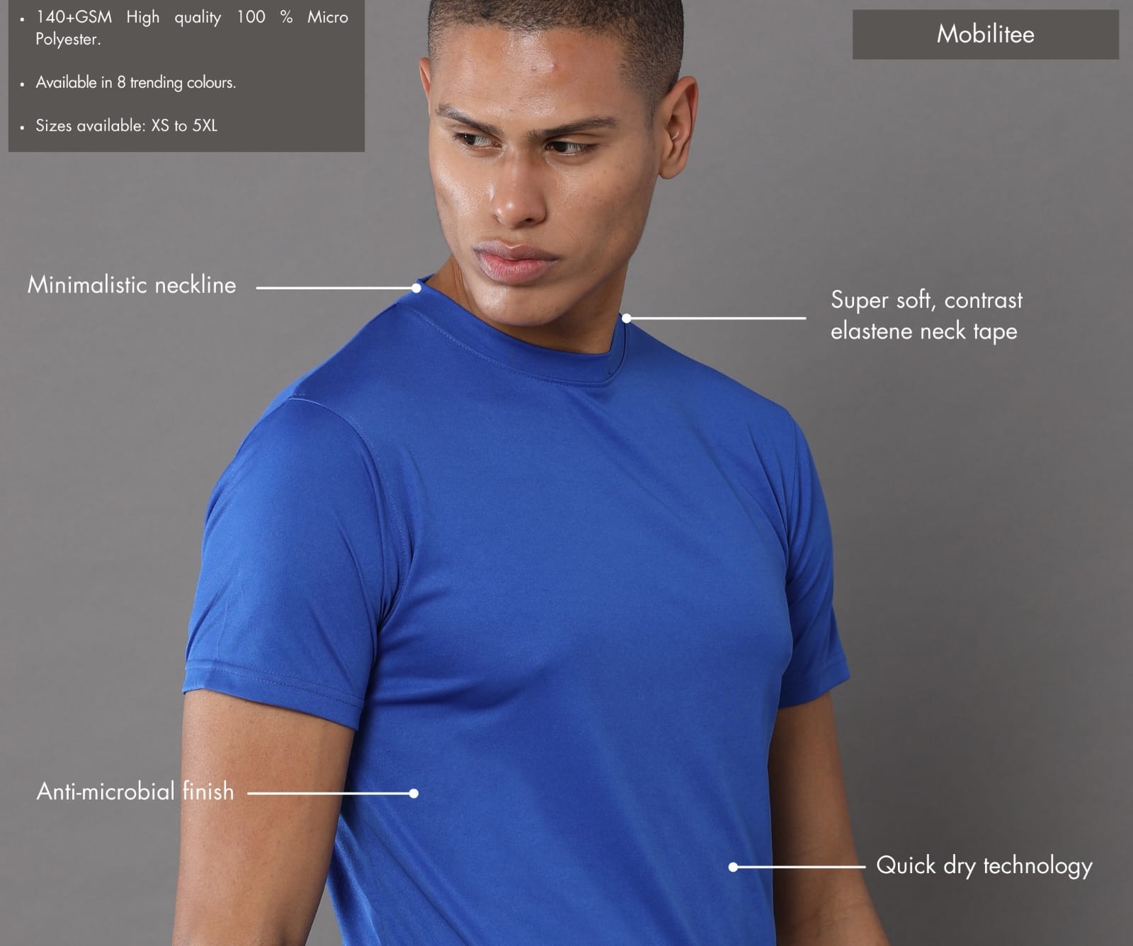 Mobilitee Imperial Blue Crew Neck T-Shirt