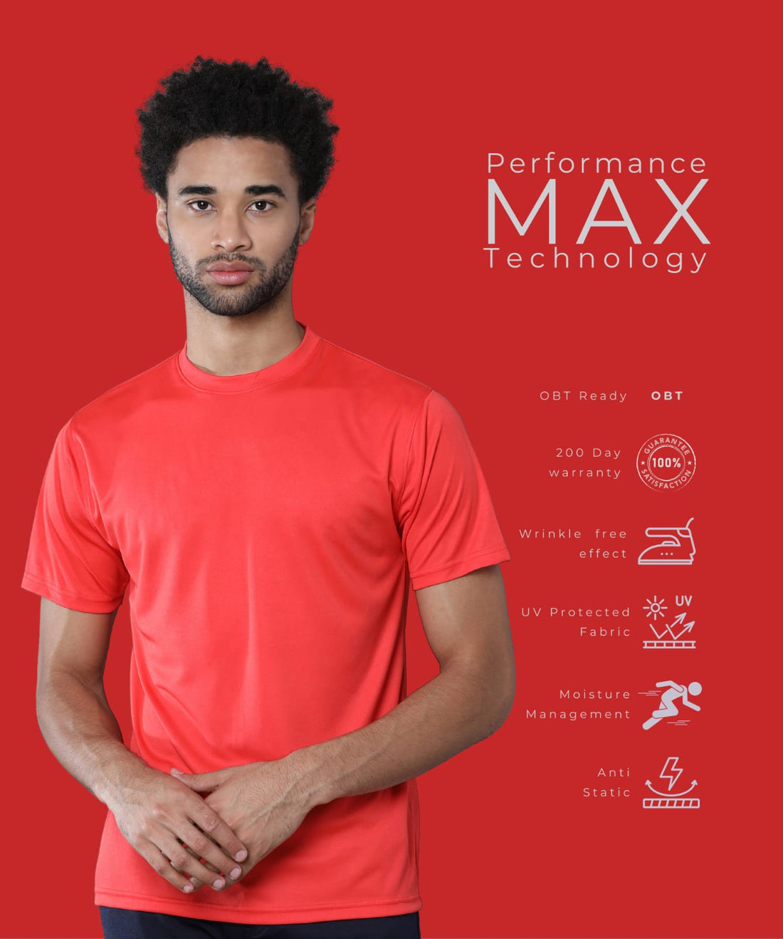 Mobilitee Frost Red Crew Neck T-Shirt