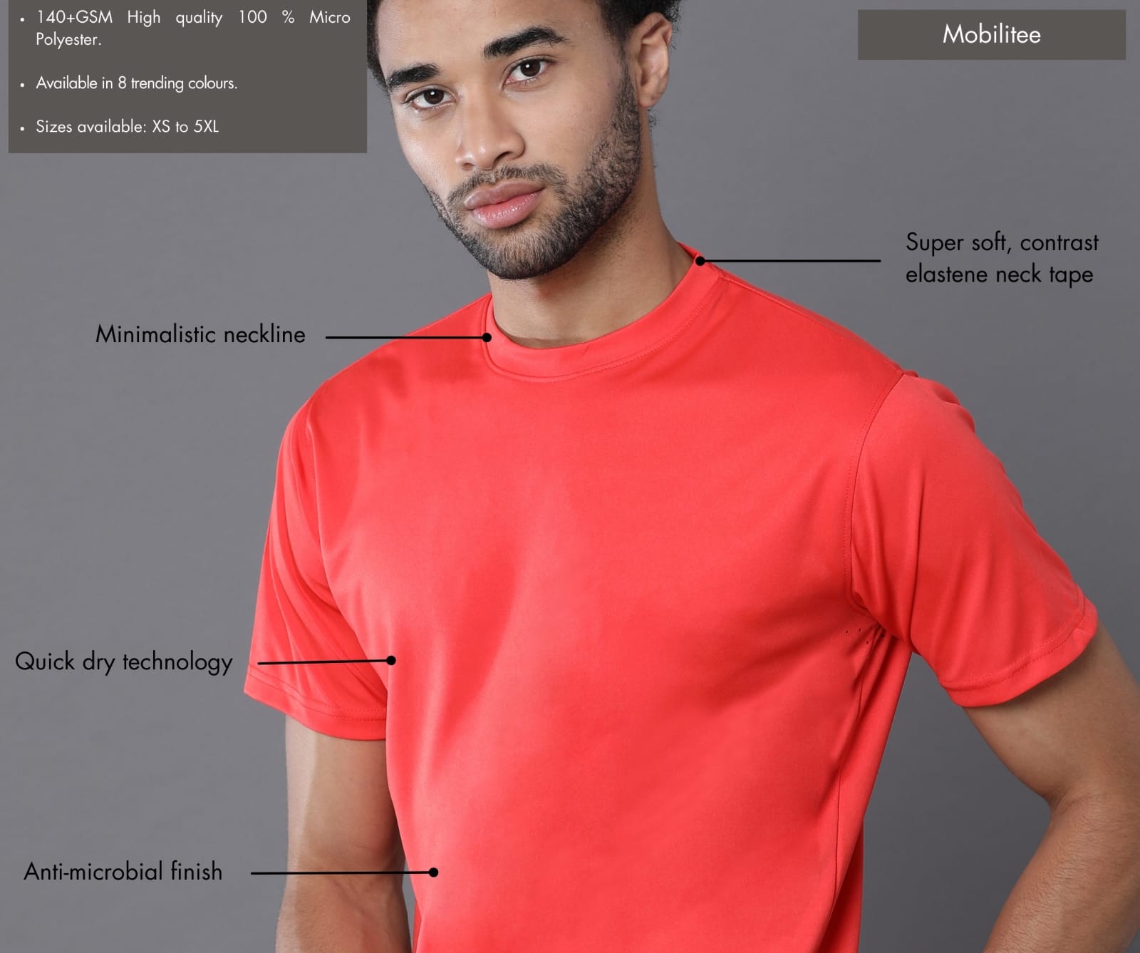 Mobilitee Frost Red Crew Neck T-Shirt